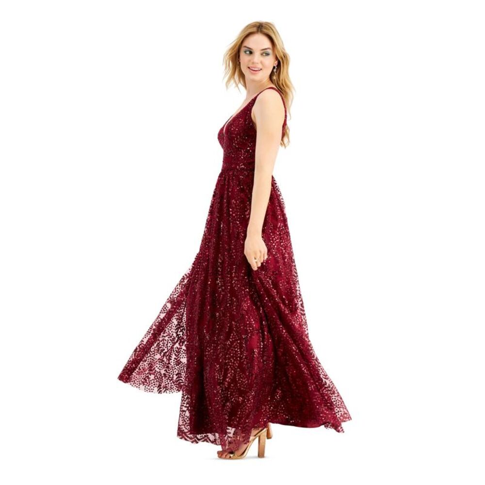 BLONDIE NITES Maroon Sleeveless Full-Length Dress 5 - Picture 3 of 3